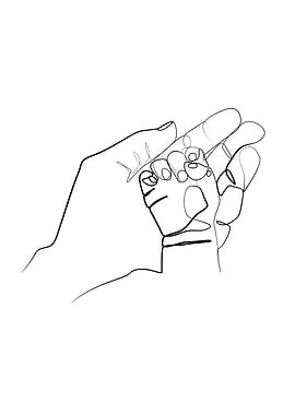 Mom and baby hand one line