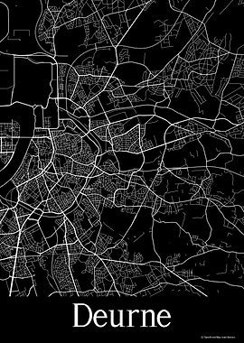 Deurne Belgium Black Map