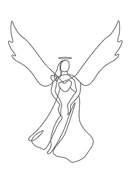 Angel One Line Art