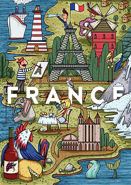 France Funny Doodle Map