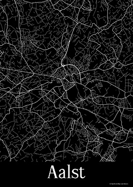 Aalst Belgium Black Map