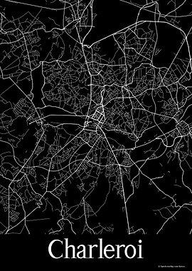Charleroi Black Map