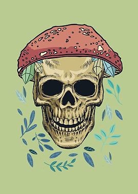 Cottagecore Skull Mushroom