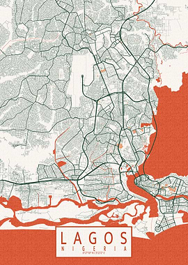 Lagos City Map Bohemian