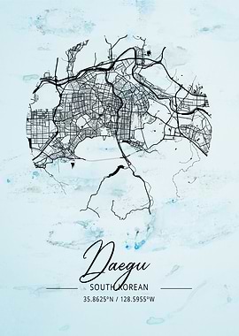 Daegu Alpha Watercolor Map