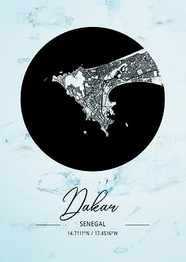 Dakar Alpha Watercolor Map