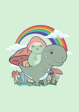 Cottagecore Frog Trex Dino