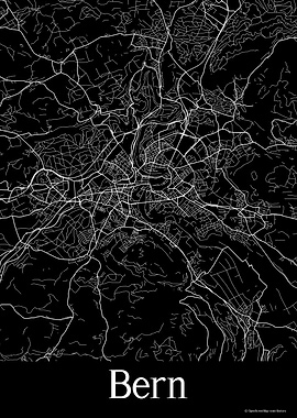 Bern Switzerland Black Map