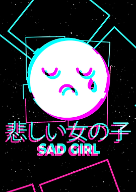 Japanese Glitch Sad Girl