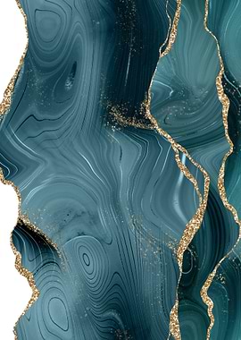 Teal Gold Glitter Agate 08