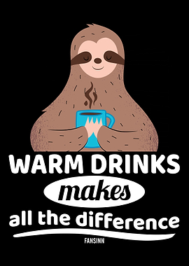 Tired sloth slowly drinks