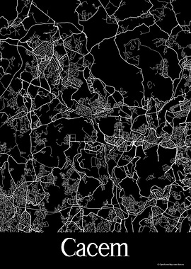 Cacem Portugal Black Map