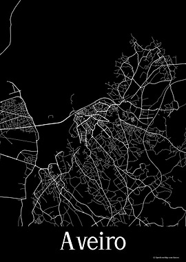 Aveiro Portugal Black Map