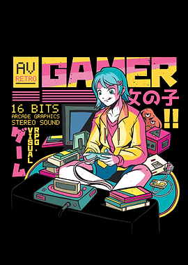 Gamer kawaii vaporwave 80s
