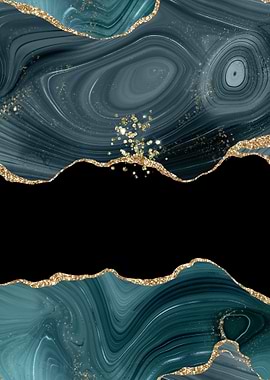 Teal Gold Glitter Agate 01