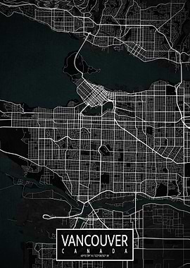 Vancouver City Map Dark