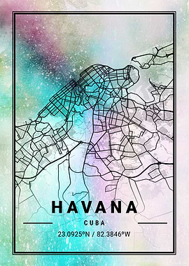 Havana City Map Cuba