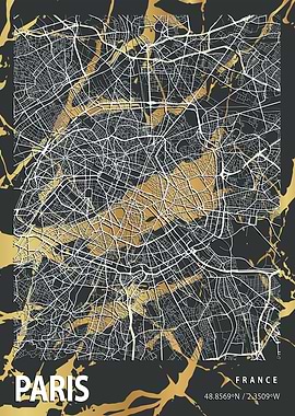 Paris Map France Marble