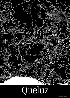 Queluz Portugal Black Map