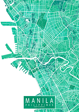 Manila City Map Watercolor