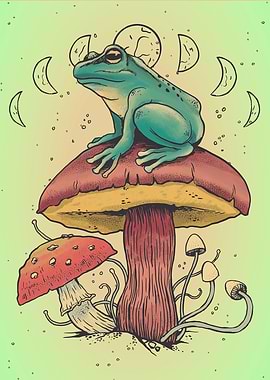 Cottagecore Moon Frog