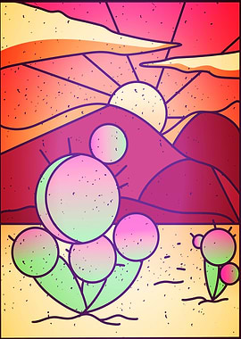 Vaporwave Desert Landscape