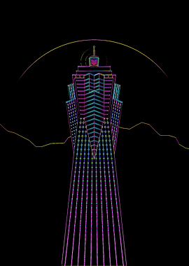Neon Line Art Tower