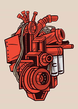 Mechanical heart tattoo