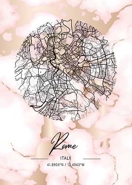 Rome City Map Italy marble