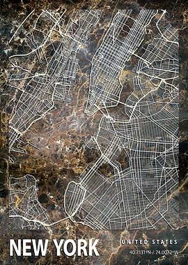 New York City Map marble
