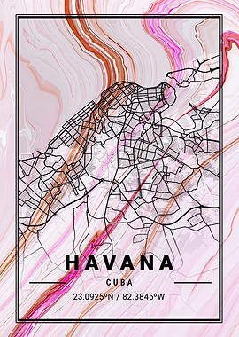 Havana City Map Cuba
