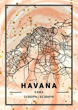 Havana City Map Cuba