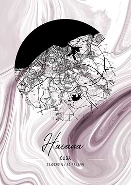 Havana City Map Cuba