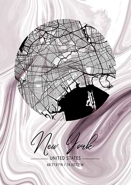 New York City Map Marble