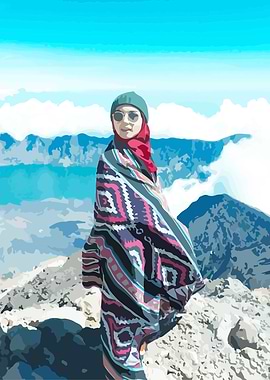 woman on mount rinjani