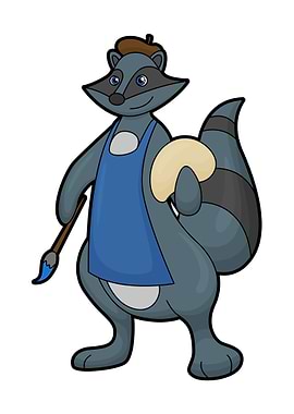 Racoon Painter Brush Paint