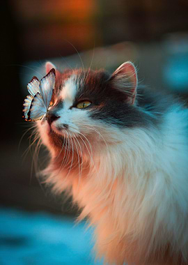 Gorgeous Cat And butterfly