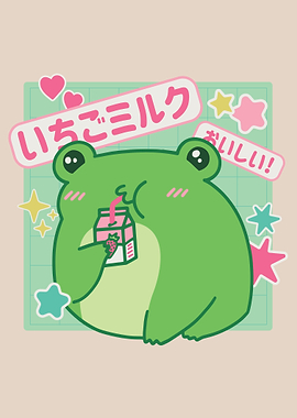 Kawaii frog strawberry