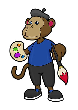 Monkey Painter Brush Paint