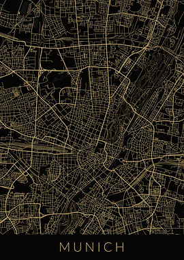 Munich Map Black Gold