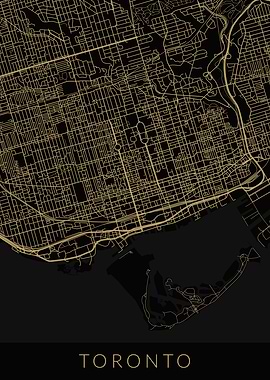 Toronto Map Black Gold