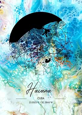 Havana City Map Cuba