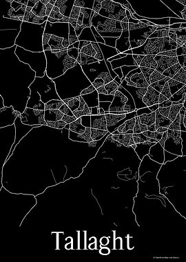 Tallaght Ireland Black Map