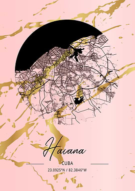 Havana Map Cuba abstract