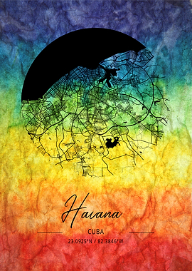 Havana City Map Cuba