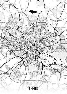 Leeds white map