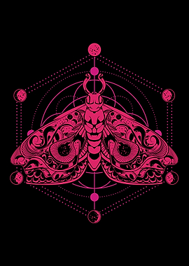 Goth Pink Moth Moon Wicca
