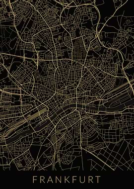Frankfurt Map Black Gold