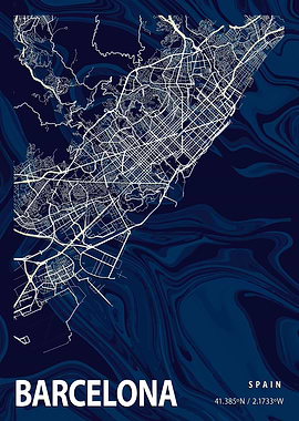 Barcelona City Map Spain