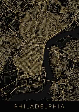 Philadelphia USA Map Black